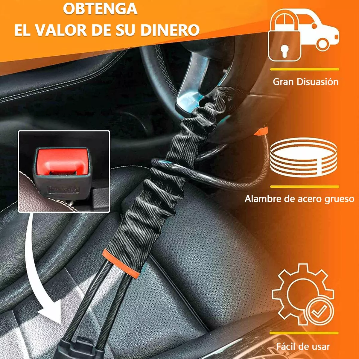 Bloqueo De Seguridad Antirrobo Del Volante Del Coche Negro