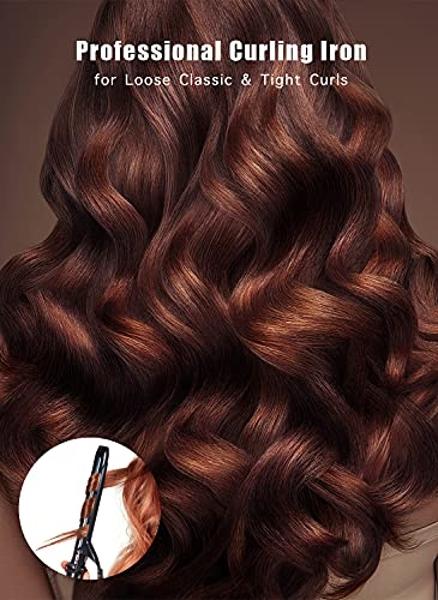TYMO Automatic Rotating Curling Iron - TYMO CURLPRO Beach Waves Curling Wand, Portable Hair Curler, 500 Million Ionic, Dual Voltage & Lightweight for Travel, Ceramic Coating, 1 Inc