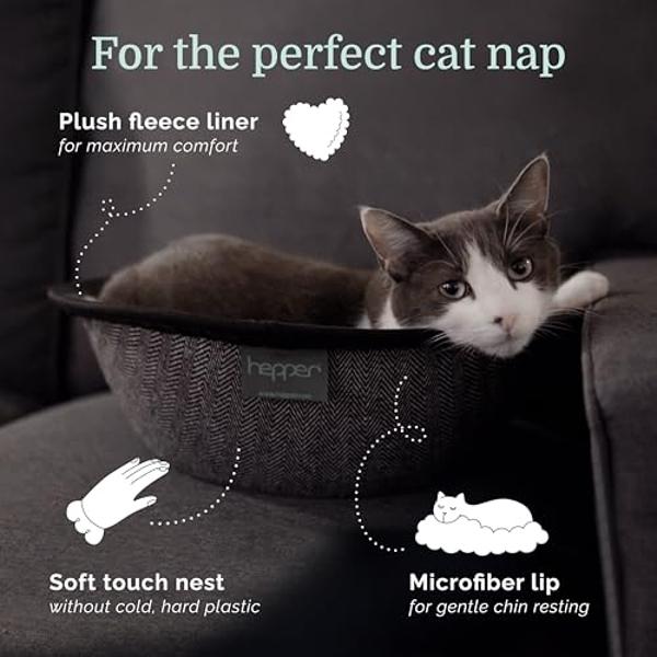 Hepper Cat Nest - Washable Cat Bed with Removable Fluffy Fleece Liner - Cozy Comfy Calming Cat Bed Round Shape - Cat Warming Bed - Donut Cat Bed Desk Ready - Small Cat Bed for Indo