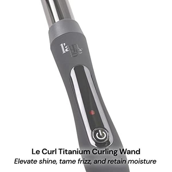 L'ANGE HAIR Le Curl Titanium Curling Wand | Professional Curling Iron for All Hair Types | Clip Free Hair Curler | Best Curling Wand for Tighter Curls & Beach Waves | Black 1” (25M