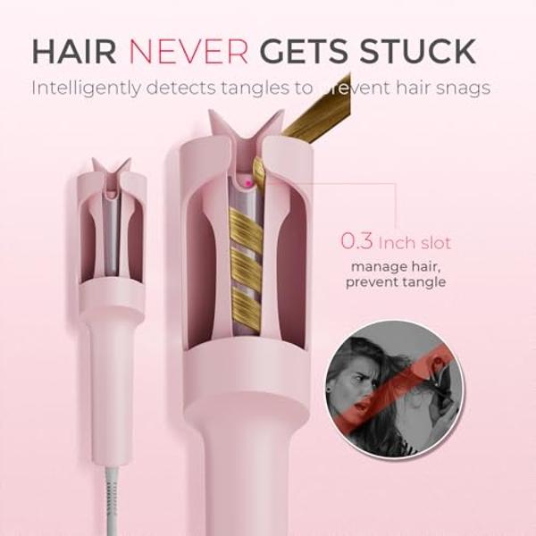 TYMO Automatic Rotating Curling Iron - TYMO CURLPRO Beach Waves Curling Wand, Portable Hair Curler, 500 Million Ionic, Dual Voltage & Lightweight for Travel, Ceramic Coating, 1 Inc