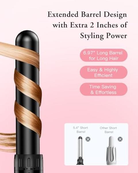 Long Barrel Curling Iron Wand Set, BESTOPE PRO 6 in 1 Curling Wand Set with Ceramic Barrel for Long/Medium Hair, 0.35"-1.25" Interchangeable Hair Wand Curler, Dual Volts, Include G