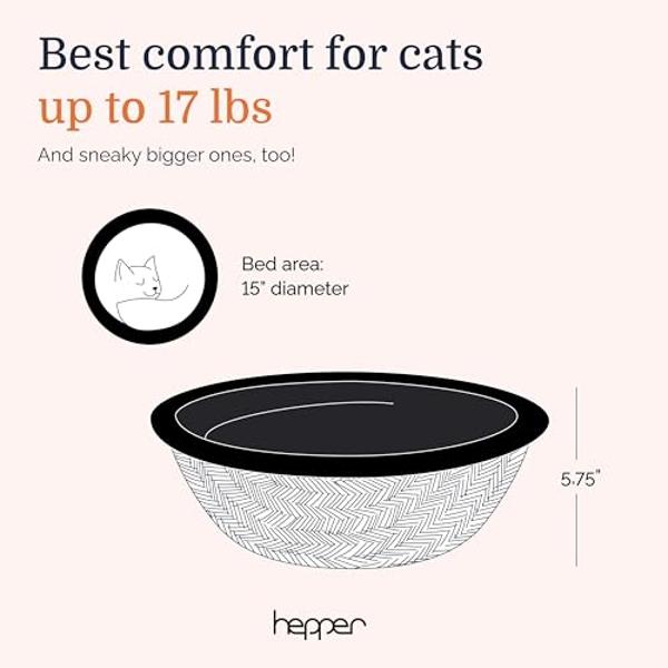 Hepper Cat Nest - Washable Cat Bed with Removable Fluffy Fleece Liner - Cozy Comfy Calming Cat Bed Round Shape - Cat Warming Bed - Donut Cat Bed Desk Ready - Small Cat Bed for Indo