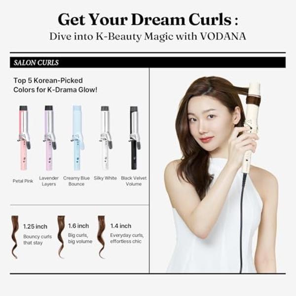 5 in 1 Curling Iron Curling Wand, Curling Iron Set with A Thermal Brush, A 3-Barrel Hair Crimper Iron, 3 Ceramic Curling Irons (0.35 "-1.25"), 2 Temps 30S Fast Heat Hair Curler Wav