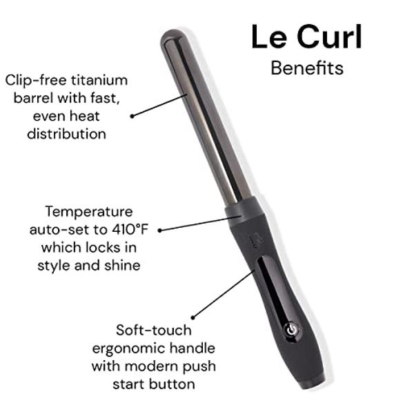 L'ANGE HAIR Le Curl Titanium Curling Wand | Professional Curling Iron for All Hair Types | Clip Free Hair Curler | Best Curling Wand for Tighter Curls & Beach Waves | Black 1” (25M