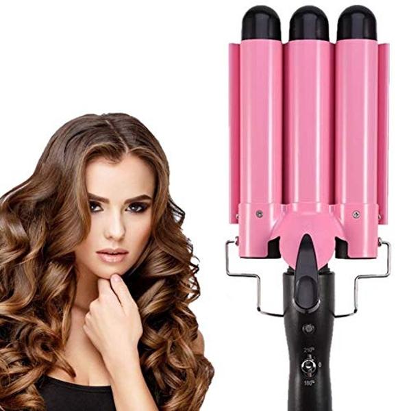 Auto Hair Curler, Automatic Curling Iron with 4 Temperature & 3 Timer, Automatic Shut-Off, Anti-Scald, Anti-Tangle Rotating Curling Wand for Hair Styling, Blue