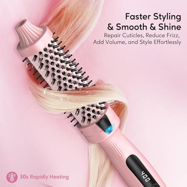 Terviiix 1.25 Inch Thermal Brush Curling Iron, Ceramic 1 1/4 Inch Double MCH Tourmaline Ionic Hair Curler, Digital Display 9 Temperatures Curling Wand Dual Voltage for Traveling