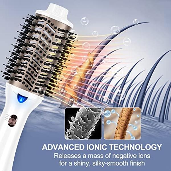 One Step Dryer & Volumizing Hot Air Brush, Blow Dryer, Ceramic Straightener, Curler & Hot Comb 4 in 1 Salon Ionic Hair Styling Tools, White