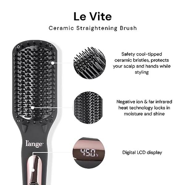 L'ANGE HAIR Le Vite Straightening Brush | Heated Hair Tool for Smoother, Frizz-Controlled Look | Dual-Voltage Hot Brush Straightener for Effortless Styling & Shine | Ceramic Standa