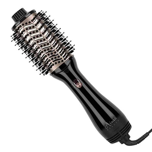 One Step Hair Dryer & Volumizing Hot Air Brush, Blow Dryer, Ceramic Straightener, Curler & Hot Comb 4 in 1 Salon Ionic Brush, Hair Styling Tools, Black