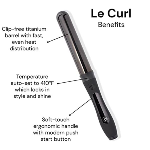 L'ANGE HAIR Le Curl Titanium Curling Wand | Professional Curling Iron for All Hair Types | Clip Free Hair Curler | Best Curling Wand for Relaxed Curls & Beach Waves | Black 1.25” (