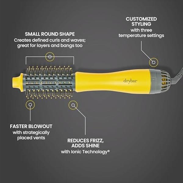 Drybar The Half Shot Small Round Blow-Dryer Brush | Faster, Easier Blowouts, From Wet to Dry, Customized Styling, Perfect for Layers, Defines Curls & Waves