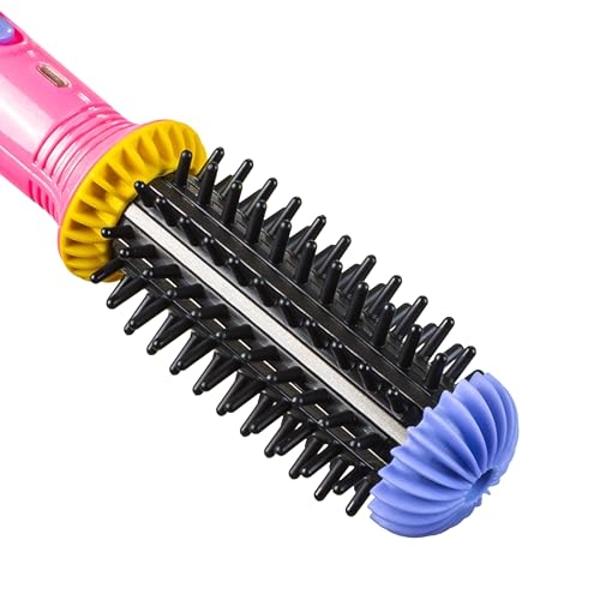 CALISTA GoGo Mini Heated Round Brush | Curl, Touch-Up, De-Frizz, and Style Hair with the Mini 7” Styling Tool | Heats to 365°F | Perfectly Designed Travel Tool | Dual Voltage (Peac