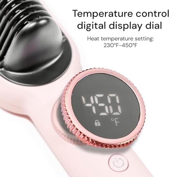 L'ANGE HAIR Smooth It 2-in-1 Digital Hair Straightener Comb with Adjustable Temperature Setting | Hot Comb Straightener for Frizz-Free, Sleek Styles on All Hair Types | (Blush)
