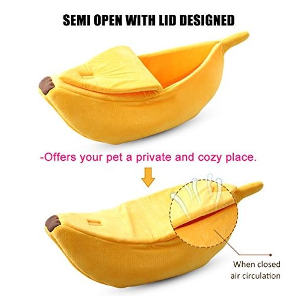 Petgrow · Cute Banana Cat Bed House Large Size, Christmas Pet Bed Soft Warm Cat Cuddle Bed, Lovely Pet Supplies for Cats Kittens Rabbit Small Dogs Bed,Yellow