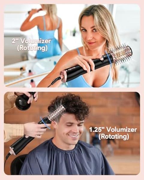 Terviiix 4-in-1 Hot Air Rotating Blow Dryer Brush Kit – 1000W with Rotatable Round Brushes (2 Sizes), Oval Volumizer, and Diffuser – Ideal for Curly Hair, with Arthritis-Friendly B