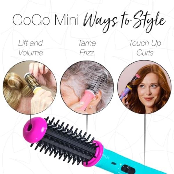 CALISTA GoGo Mini Heated Round Brush | Curl, Touch-Up, De-Frizz, and Style Hair with the Mini 7” Styling Tool | Heats to 365°F | Perfectly Designed Travel Tool | Dual Voltage (Retr