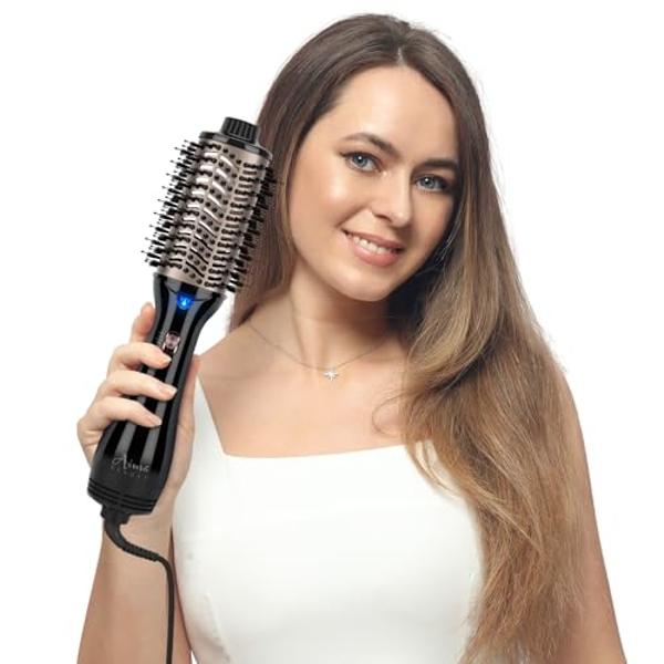 One Step Hair Dryer & Volumizing Hot Air Brush, Blow Dryer, Ceramic Straightener, Curler & Hot Comb 4 in 1 Salon Ionic Brush, Hair Styling Tools, Black