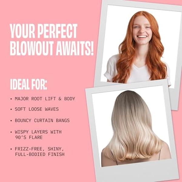 FoxyBae Hot Round Brush Hottie Hot Ceramic Hairbrush 1.5" - Curler & Straightener - Multi-Styler - Fight Frizz & Add Volume (Blush)