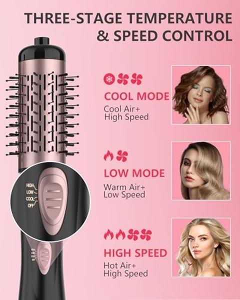 Hair Straightener Brush, TYMO Ring Hair Straightener Comb Straightening Brush for Women with 5 Temps 20s Fast Heating & Dual Voltage, Pink