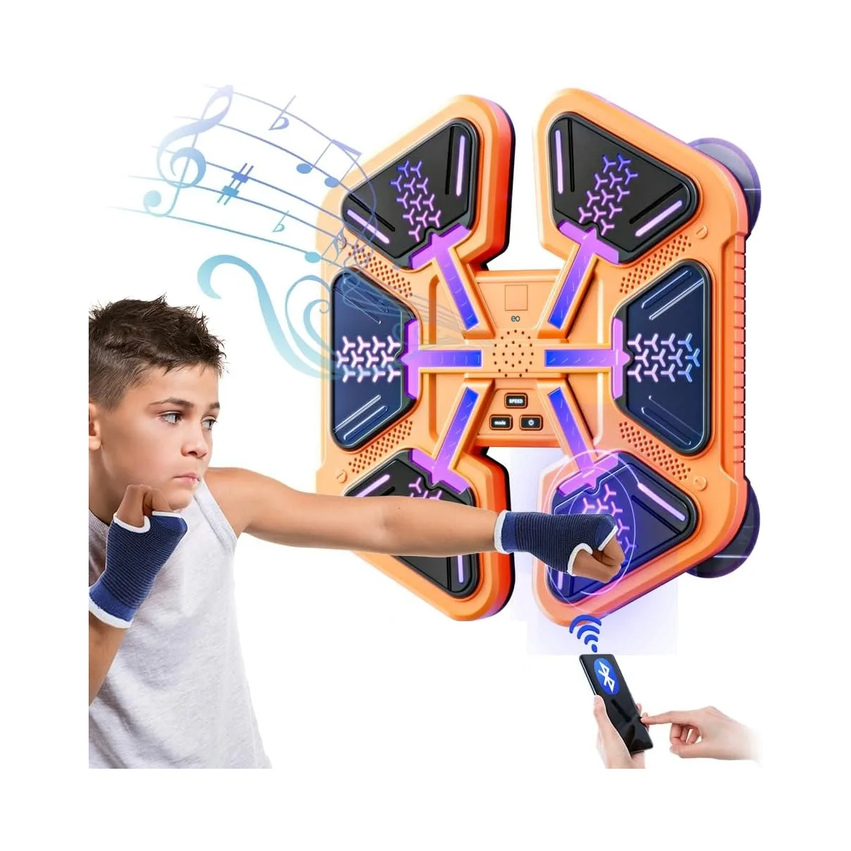 Equipo De Boxeo Música Con Pantalla Digital Modo Ajustable Naranja