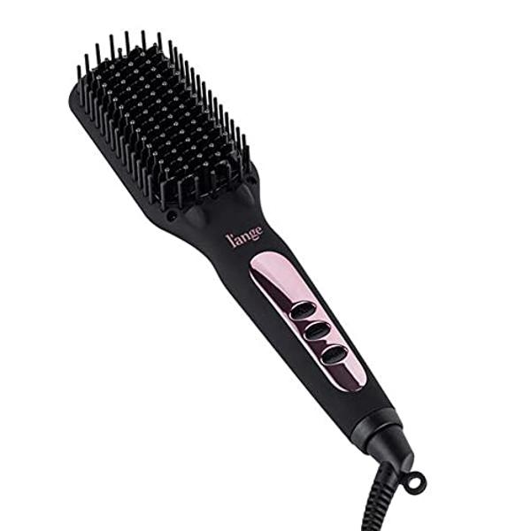 L'ANGE HAIR Le Vite Straightening Brush | Heated Hair Tool for Smoother, Frizz-Controlled Look | Dual-Voltage Hot Brush Straightener for Effortless Styling & Shine | Ceramic Standa