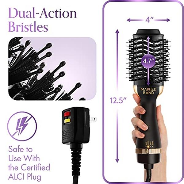 One Step Hair Dryer & Volumizing Hot Air Brush, Blow Dryer, Ceramic Straightener, Curler & Hot Comb 4 in 1 Salon Ionic Brush, Hair Styling Tools, Black