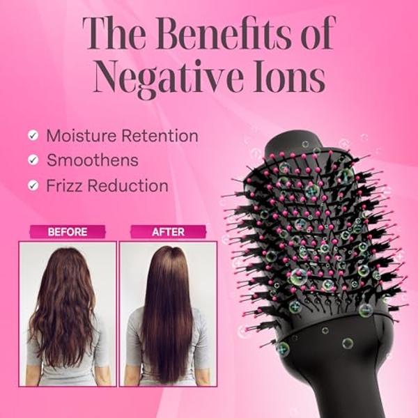 Shark HT212 SmoothStyle Heated Comb + Blow Dryer Brush with Heat Resistant Storage Bag, Dual Mode, for All Hair Types, Silk