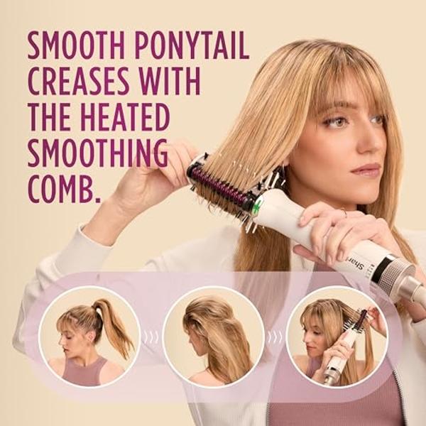 Shark HT202 SmoothStyle Heated Comb + Blow Dryer Brush, Dual Mode, for All Hair Types, Silk