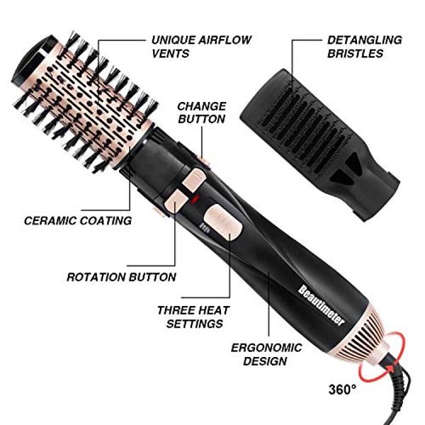Thermal Brush Heated Round Brush Thermal Hair Brush Hair Curling Brush Ceramic Titanium Barrel, 30s Fast Heating, Tourmaline Ionic Technology for Salon-Quality Blowouts Curls Waves