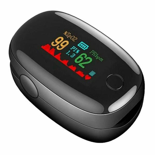 Oxímetro Digital MXOXB-001-1 1 pza Negro Rango de Medición 70porciento -99porciento Spo2 30BPM-240BPM mas menos 2BPM o mas menos 2porciento PR 2xAAA No Incluidas OxiPulseBlack
