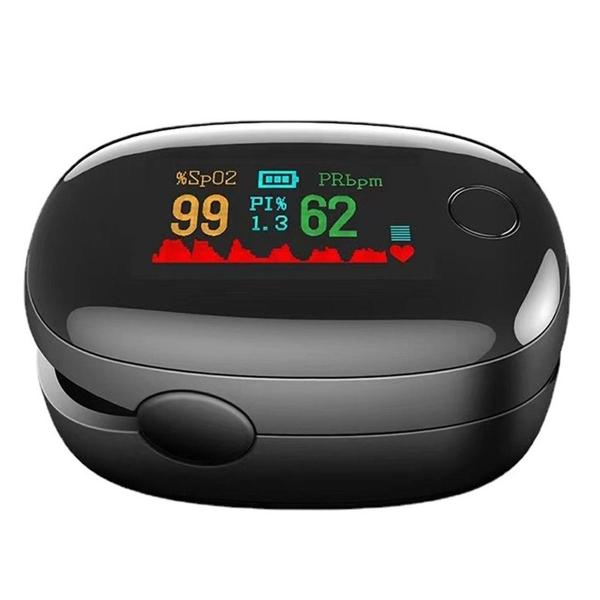 Oxímetro Digital MXOXB-001-1 1 pza Negro Rango de Medición 70porciento -99porciento Spo2 30BPM-240BPM mas menos 2BPM o mas menos 2porciento PR 2xAAA No Incluidas OxiPulseBlack