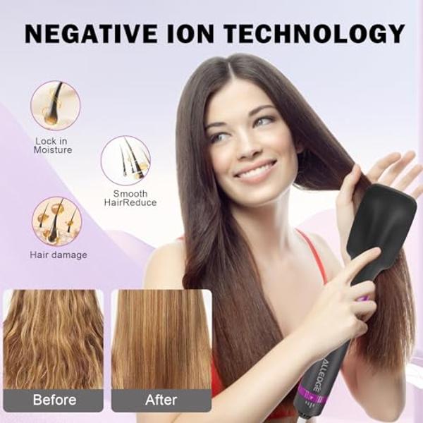 Blow Dryer Brush, Alledge 5 in 1 Hair Thermal Brush and Styler Set for Easy Salon-Style Blowouts with Detachable Negative Ionic Brush Head and Comb for Hair Drying Straightening Cu