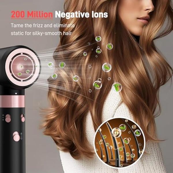 Dual Voltage 5 in 1 Hair Air Styler - Air Wrap Curler with High-Speed Hair Dryer, Straightening & Blow Dryer Brush for Multiple Styling, No Heat Damage Multi-Styler with Travel Cas