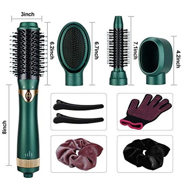ANWA Rotating Hair Dryer Brush, 4-in-1 Hot Air Styler and Rotating Brush, Rotating Blow Dryer Brush with 2 Detachable Brushes(1.5"& 2"), Black