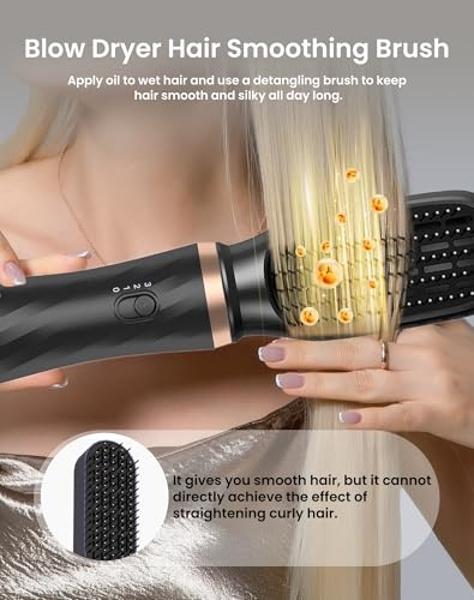 Hair Blow Dryer Styler Set, 5 in 1 Hot Air Brush Auto Wrap Curlers & Straightener & Volumizer Pro Kit, Ionic Technology, 60000RPM High Speed Drying, Round Comb Multi Styler Anion E