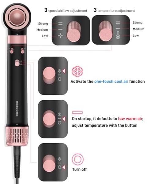 3 in 1 Air Styler with Travel Case - Ionic Hair Dryer & Air Wrap Curlers for Curling Drying, 1 Inch Curling Iron Barrel, Frizz-Free Blow Dryer No Heat Damage Fit for All Hair Types