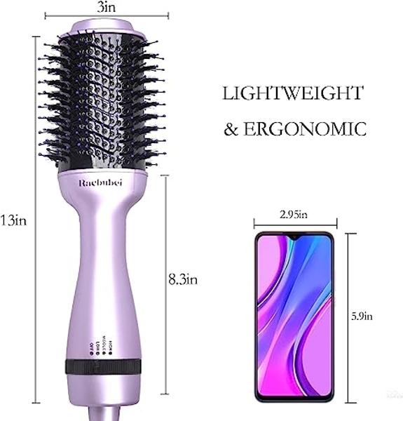 Hair Dryer Brush,Hot Air Brush, Blow Dryer bruch,One Step Hair Dryer and Volumizer with Salon Negative Ionic for Straightening, Professional Brush Hair Dryers for Men and Women (Pu