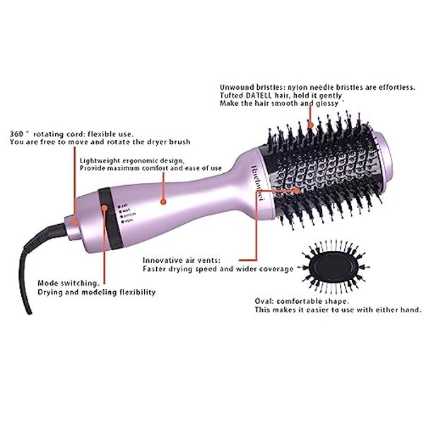 Hair Dryer Brush,Hot Air Brush, Blow Dryer bruch,One Step Hair Dryer and Volumizer with Salon Negative Ionic for Straightening, Professional Brush Hair Dryers for Men and Women (Pu