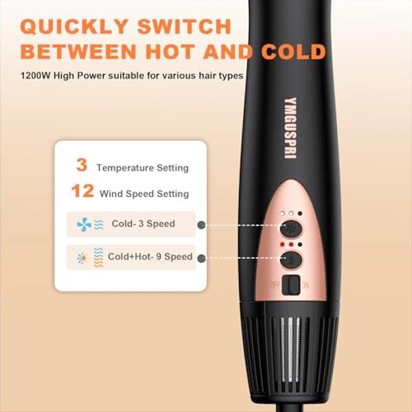 6 in 1 High-Speed Air Wrap Hair Styler,110,000 RPM Professional Hair Dryer Brush Set Fast Drying,No Heat Damage Multi-Styler,Blow Dryer Brush for Curling Straightening Volumizing S