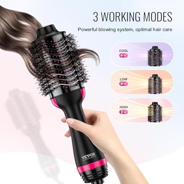 Thermal Brush Heated Round Brush Thermal Hair Brush Hair Curling Brush Ceramic Titanium Barrel, 30s Fast Heating, Tourmaline Ionic Technology for Salon-Quality Blowouts Curls Waves
