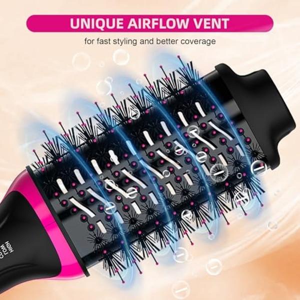 Dual Voltage Hair Dryer Brush for European Travel, Plus 2.0 Blow Dryer Brush with European Plug 110V-120V/220V-240V One Step Hair Dryer and Styler Volumizer with Negative Ion Anti-
