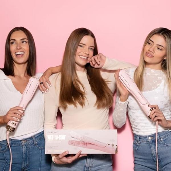 Sharper Image Revel 6-in-1 Airflow Hair Styler – Ionic Multi-Styler with Curling Wand, Detangler, Volumizing & Smoothing Brushes| Air Wrapping Styling Tool| Hot Brush| Straight & C