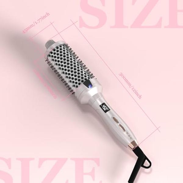 Thermal Brush for Blowout Look, 1.5 Inch Detachable Ion Ceramic Heated Round Brush for Hair Straightening & Curling Styler Tools, Makes Hair Smoother, Dual Voltage Thermal Hair Bru