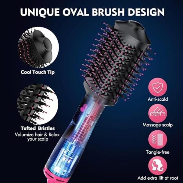 Blow Hair Dryer Brush One-Step Hot Air Brush and Volumizer, Oval Brush for Blow Drying, 4 in 1 Styling Tools for Women，2024 New