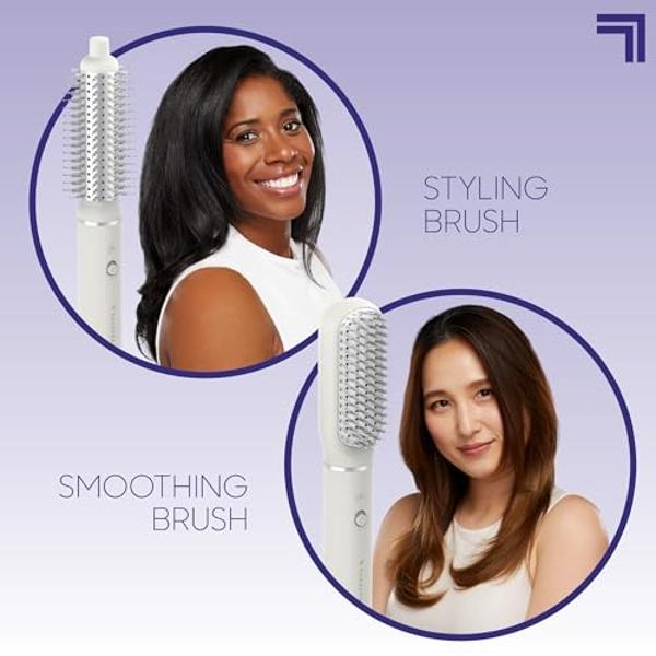 Sharper Image Revel 6-in-1 Airflow Hair Styler – Ionic Multi-Styler with Curling Wand, Detangler, Volumizing & Smoothing Brushes| Air Wrapping Styling Tool| Hot Brush| Straight & C