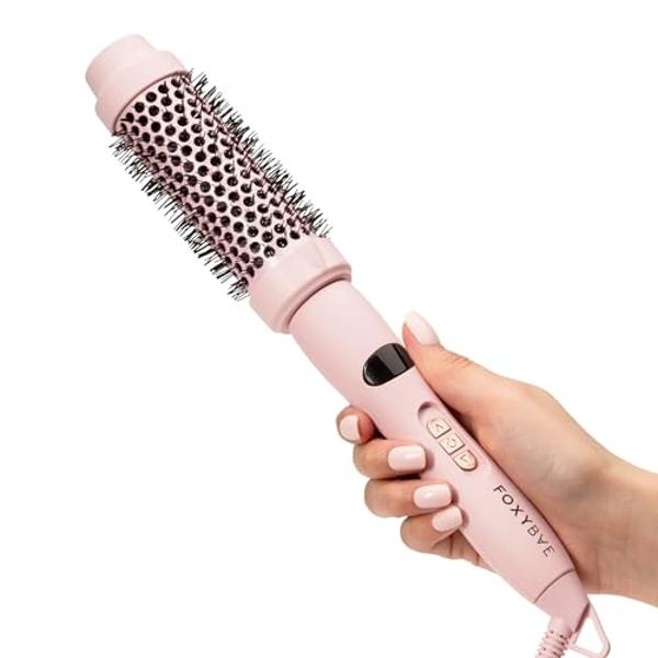 FoxyBae Hot Round Brush Hottie Hot Ceramic Hairbrush 1.5" - Curler & Straightener - Multi-Styler - Fight Frizz & Add Volume (Blush)