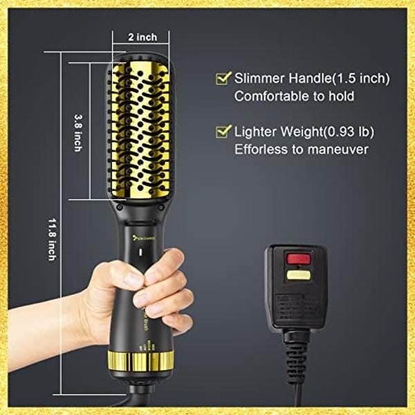 SDLOGAL Hair Straightener Brush, Hair Straightener Comb Straightening Brush for Women, with 5 Temps & Fast Heating, Easy and Fast Salon-Style, Plus Dual Voltage Travel Friendly-(Ro