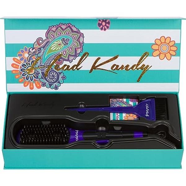 Head Kandy One Upper Hair Straightening Brush with Heat | Hot Brush with Ceramic Plating | Anti Scald Technology | Purple