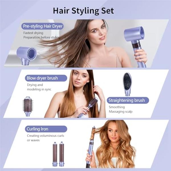 AIKO PRO 5 in 1 Hot Air Styler, High-Speed Negative Ionic Hair Dryer Fast Drying, Multi Hair Styler, Professional Blow Dryer Brush for Curling, Volumizing, Straightening & Styling 